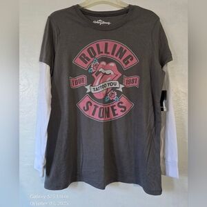 Torrid Gray and White Rolling Stones Long Sleeve Tee